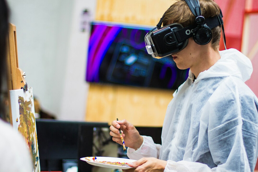 person using VR headset